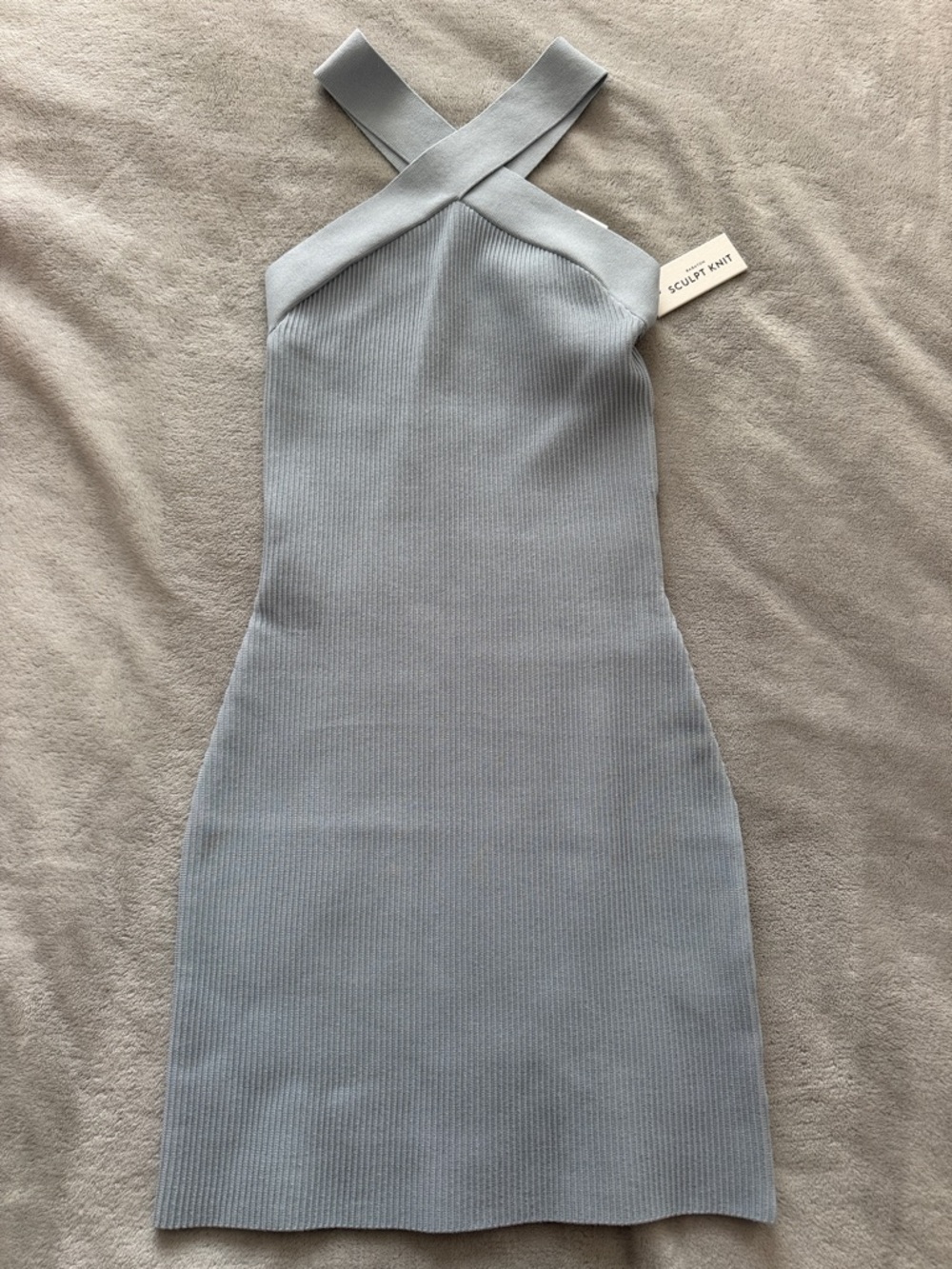 BRAND NEW Aritzia Sculpt Knit Criss Cross Dress in light blue